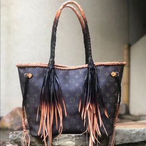 Auth Louis Vuitton Neverfull MM Balayage Boho Bag